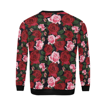 Rose Red Pink Pattern Print Design RO01 Men Long Sleeve Sweatshirt