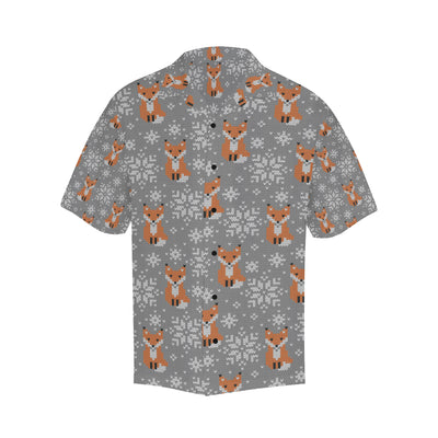 Knit Red Fox Pattern Print Design 02 Men's Hawaiian Shirt