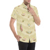 Beach with Seashell Theme Men's Short Sleeve Button Up Shirt