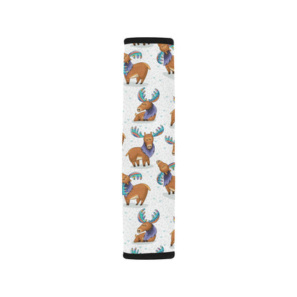 Moose Cute Pattern Print Design 01 Car Seat Belt Cover