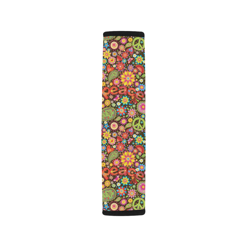 Flower Power Peace Paisley Themed Print Car Seat Belt Cover