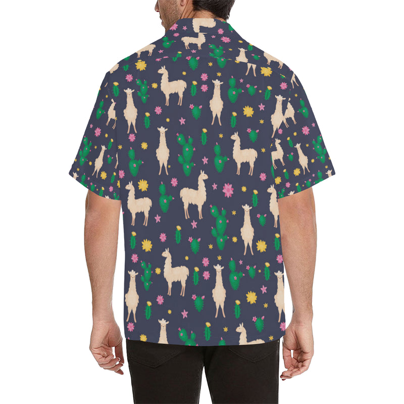 Llama Cactus Pattern Print Design 012 Men's Hawaiian Shirt