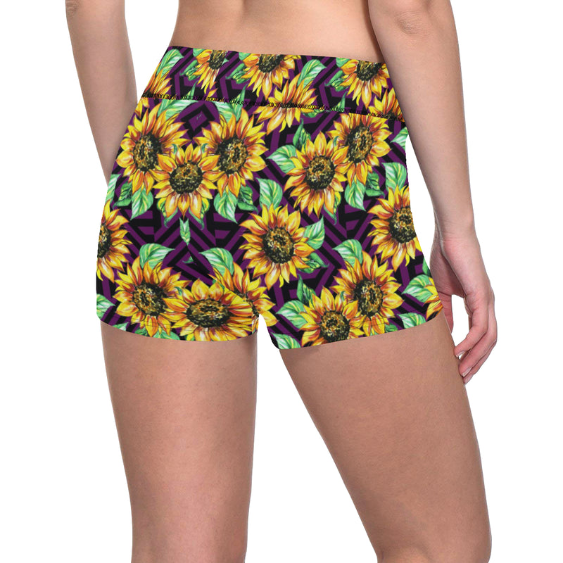 Sunflower Pattern Print Design SF012 Yoga Shorts