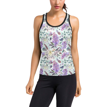 Lilac Pattern Print Design LI06 Women's Racerback Tank Top