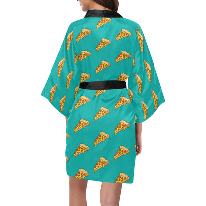 Pizza Pattern Print Design A03 Women's Short Kimono
