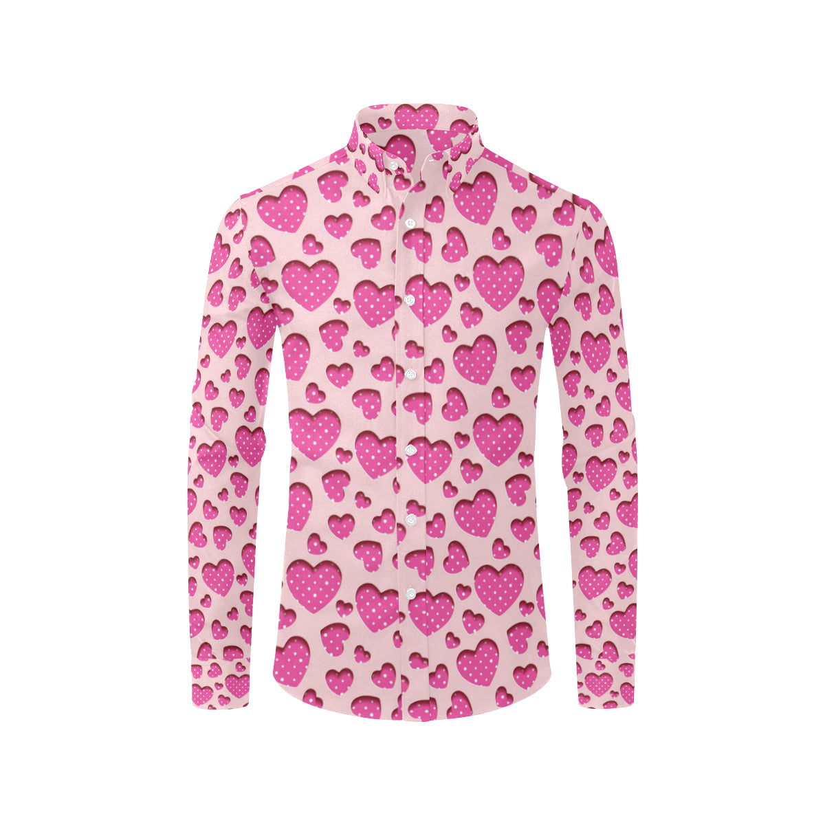 Heart Pink Pattern Print Design HE06 Men's Long Sleeve Shirt