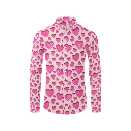 Heart Pink Pattern Print Design HE06 Men's Long Sleeve Shirt