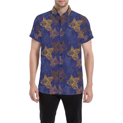 Goldfish Pattern Print Design 01 Men's Short Sleeve Button Up Shirt