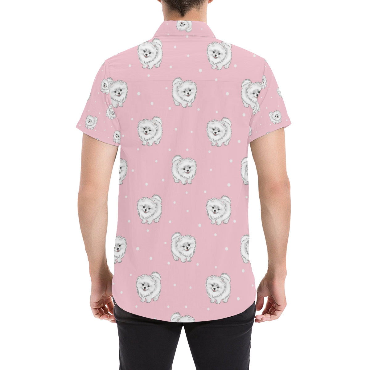 Pomeranians Pattern Print Design A02 Men's Short Sleeve Button Up Shirt