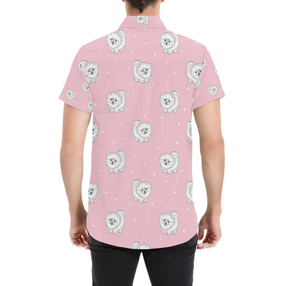 Pomeranians Pattern Print Design A02 Men's Short Sleeve Button Up Shirt