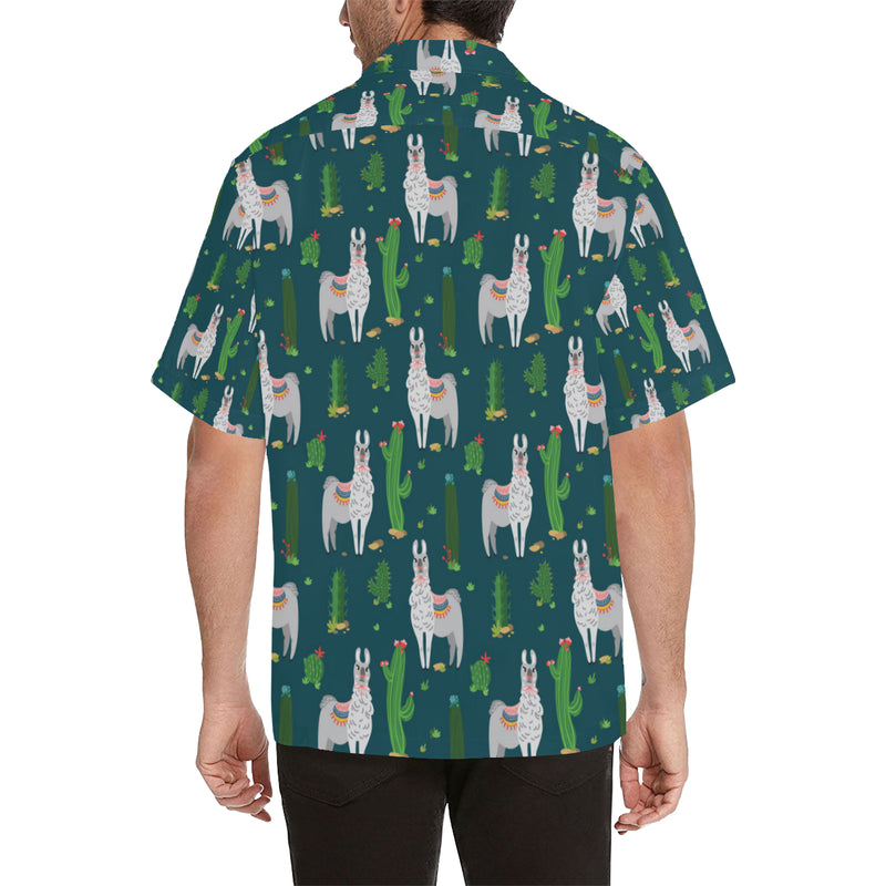 Llama Cactus Pattern Print Design 013 Men's Hawaiian Shirt