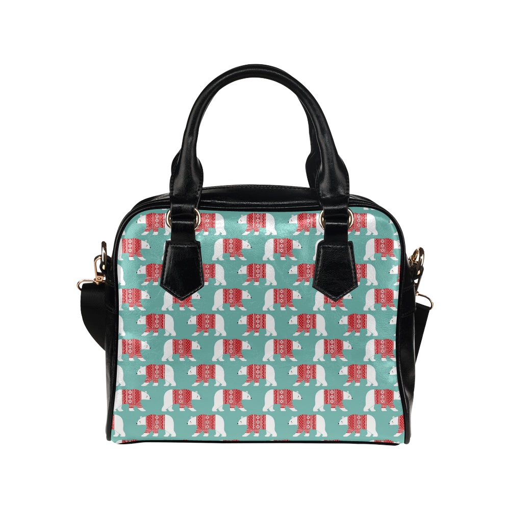 Polar Bear Pattern Print Design A04 Shoulder Handbag