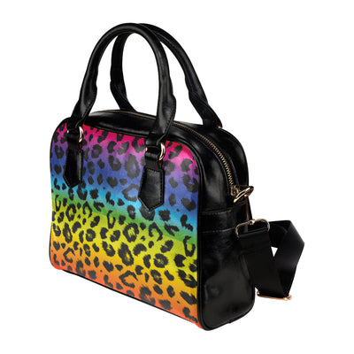 Rainbow Leopard Pattern Print Design A01 Shoulder Handbag