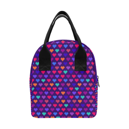Heart Pixel Pattern Print Design HE03 Insulated Lunch Bag