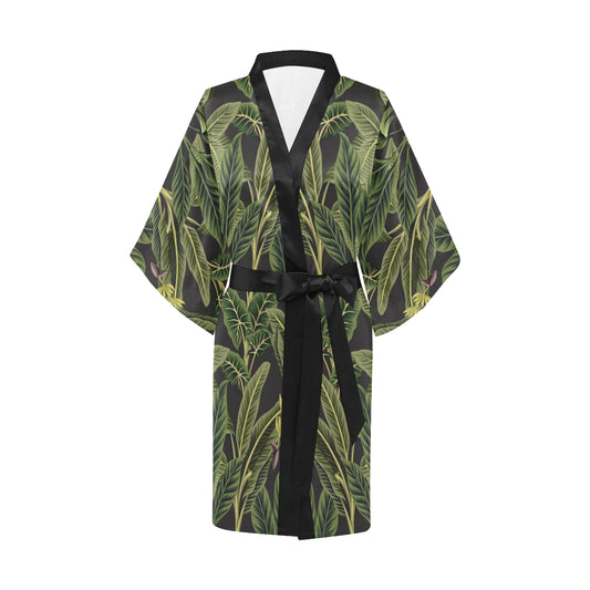 Banana Leaf Pattern Print Design BL04 Women's Short Kimono