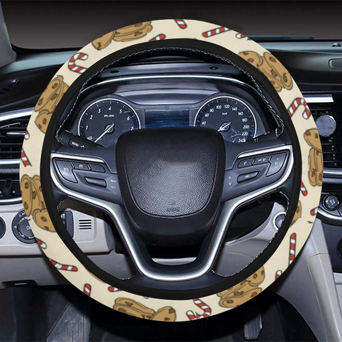 Cookie Pattern Print Design 04 Steering Wheel Cover with Elastic Edge