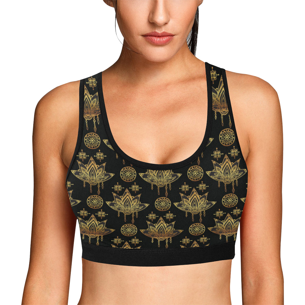 lotus Boho Pattern Print Design LO03 Sports Bra