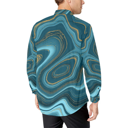 Liquid Pattern Print Design 04 Men's Long Sleeve Shirt