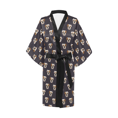 Bulldogs Pattern Print Design 03 Women's Short Kimono