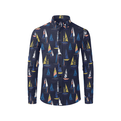 Sailing Ships Pattern Print Design A03 Men's Long Sleeve Shirt