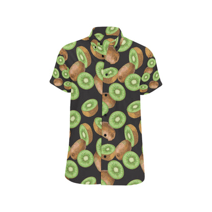 Kiwi Pattern Print Design KW03 Men's Short Sleeve Button Up Shirt