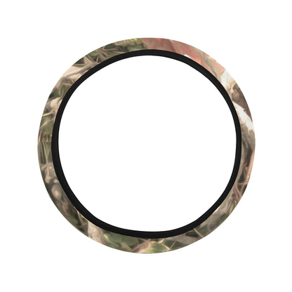 Camouflage Realistic Tree Authumn Print Steering Wheel Cover with Elastic Edge