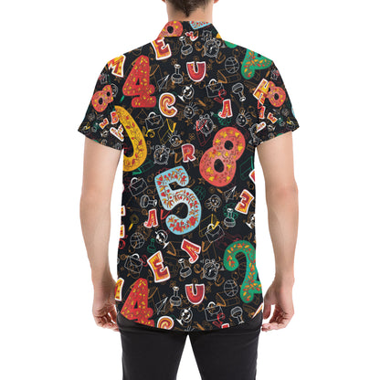Number Pattern Print Design A03 Men's Short Sleeve Button Up Shirt