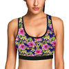 Pink Hibiscus Pattern Print Design HB027 Sports Bra