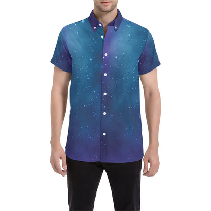 Nebula Pattern Print Design A01 Men's Short Sleeve Button Up Shirt