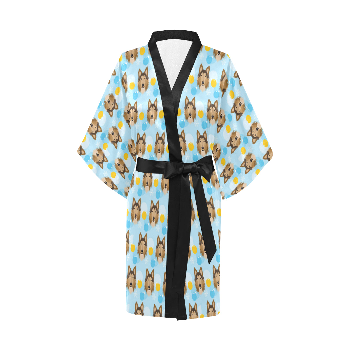 Collies Pattern Print Design 02 Women's Short Kimono