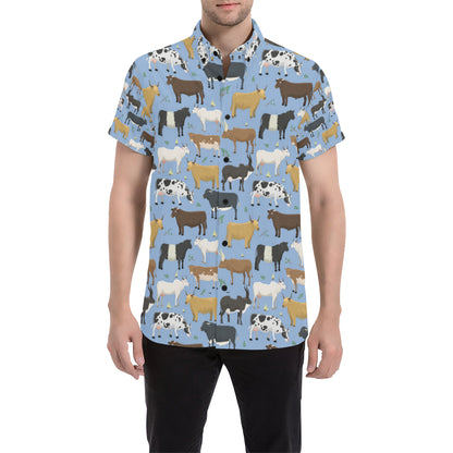 Cattle Pattern Print Design 02 Men's Short Sleeve Button Up Shirt