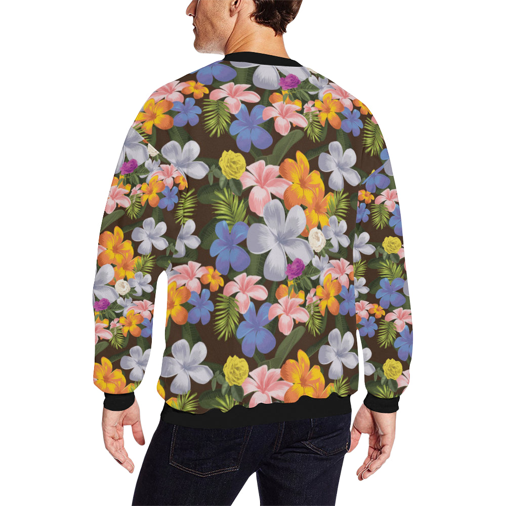 Plumeria Pattern Print Design PM03 Men Long Sleeve Sweatshirt