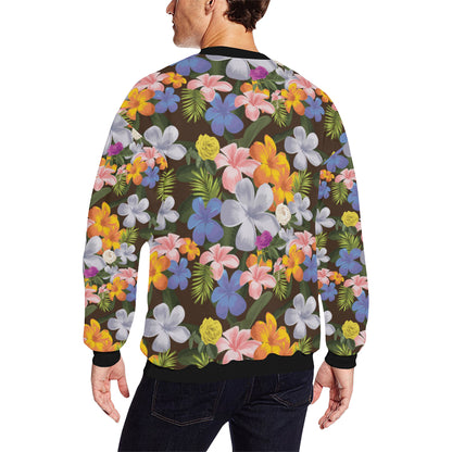 Plumeria Pattern Print Design PM03 Men Long Sleeve Sweatshirt