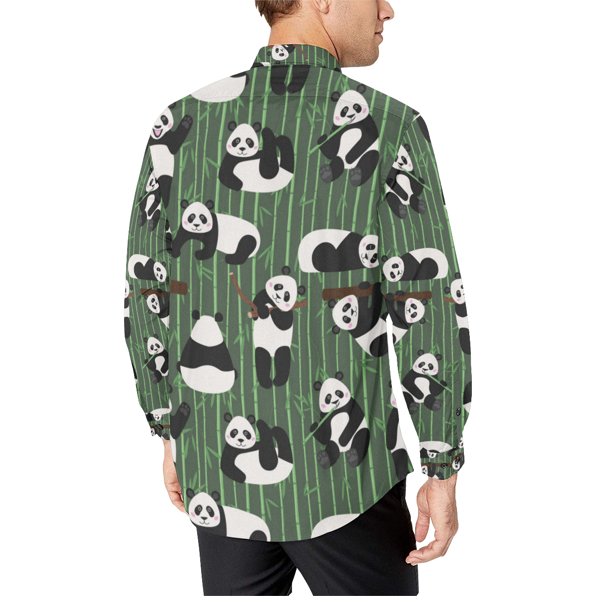 Panda Pattern Print Design A04 Men's Long Sleeve Shirt