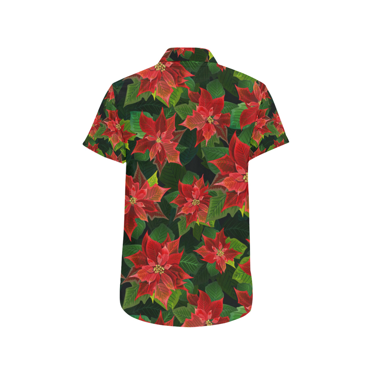 Poinsettia Pattern Print Design POT04 Men's Short Sleeve Button Up Shirt