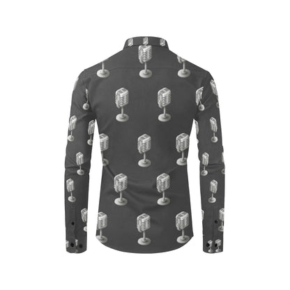 Microphone Vintage Pattern Print Design 01 Men's Long Sleeve Shirt
