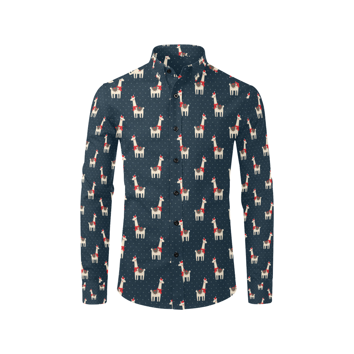 Llama with Polka Dot Themed Print Men's Long Sleeve Shirt