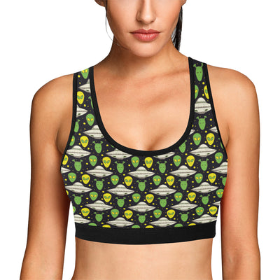 Alien UFO Pattern Sports Bra