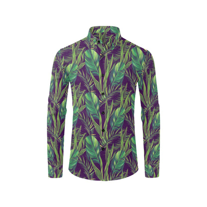 Palm Leaves Pattern Print Design PL03 Men's Long Sleeve Shirt