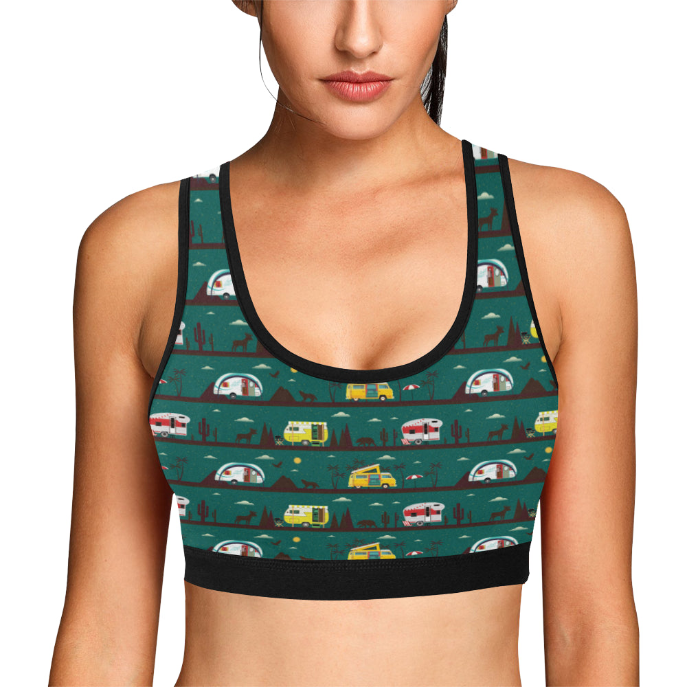 Camper Pattern Print Design 05 Sports Bra