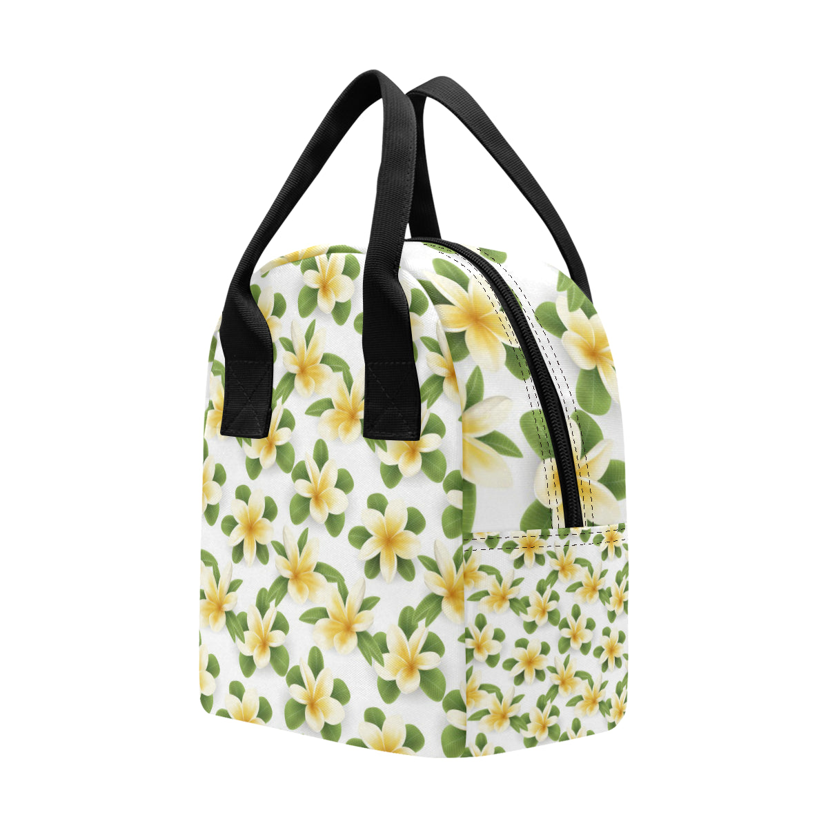 Yellow Plumeria Pattern Print Design PM012 Insulated Lunch Bag