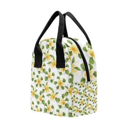 Yellow Plumeria Pattern Print Design PM012 Insulated Lunch Bag