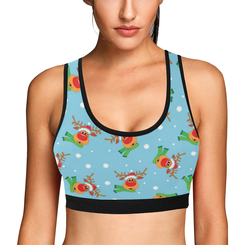Reindeer cute Pattern Print Design 02 Sports Bra