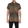 Snake Skin Colorful Print Men's Short Sleeve Button Up Shirt