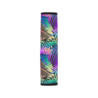 Neon Flower Tropical Palm Leaves Car Seat Belt Cover