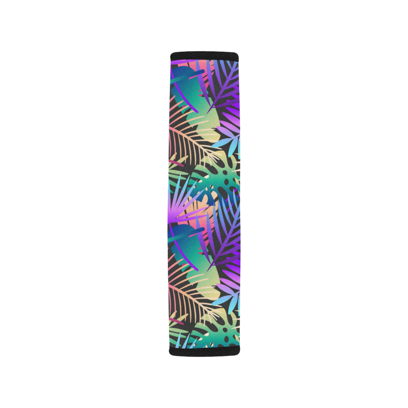 Neon Flower Tropical Palm Leaves Car Seat Belt Cover