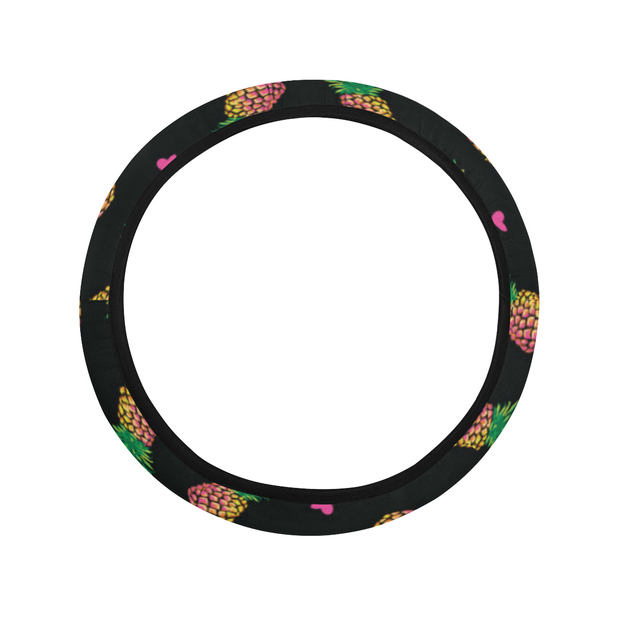 Neon Pineapple Pattern Print Design A04 Steering Wheel Cover with Elastic Edge