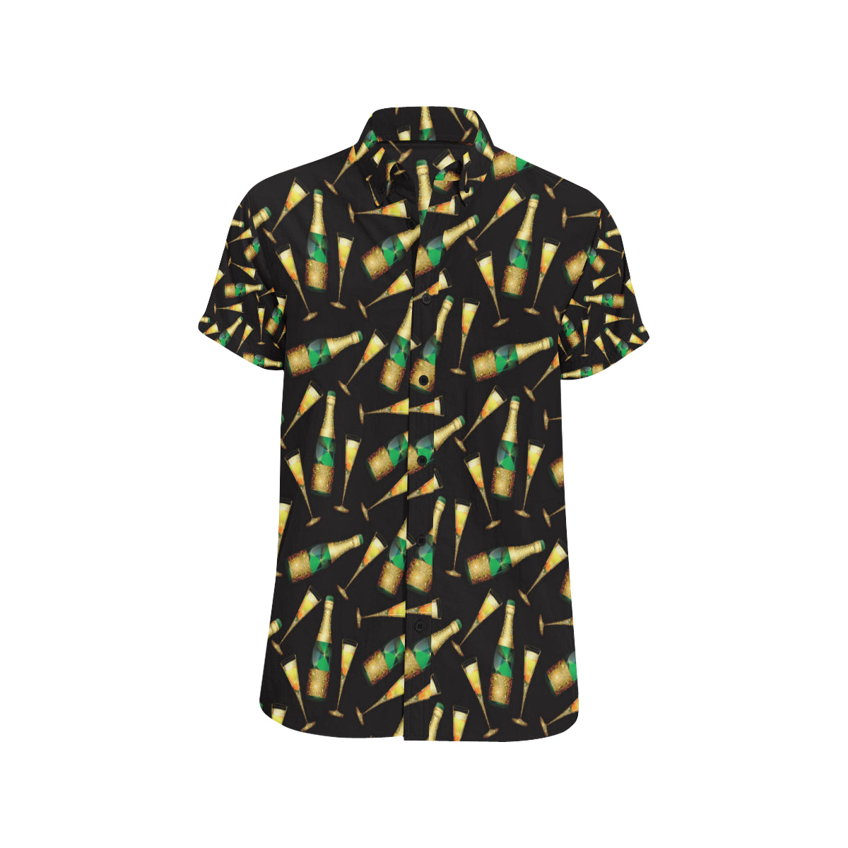 Champagne Pattern Print Design 02 Men's Short Sleeve Button Up Shirt