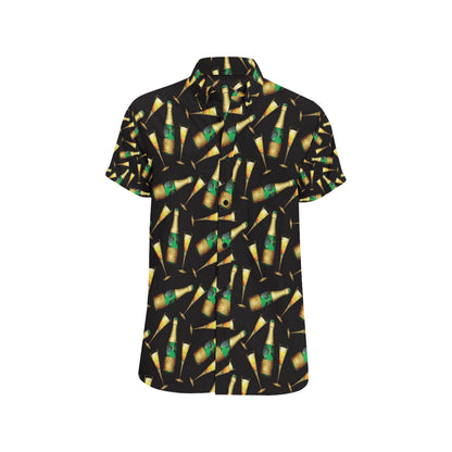 Champagne Pattern Print Design 02 Men's Short Sleeve Button Up Shirt