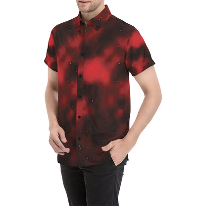 Nebula Pattern Print Design A03 Men's Short Sleeve Button Up Shirt
